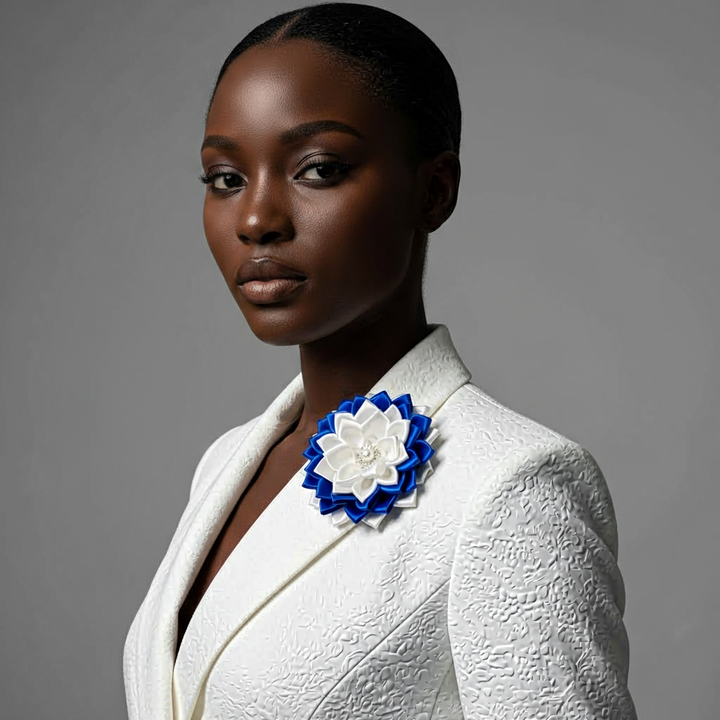 Zeta Phi Beta® Blue & White Satin Flower Pin