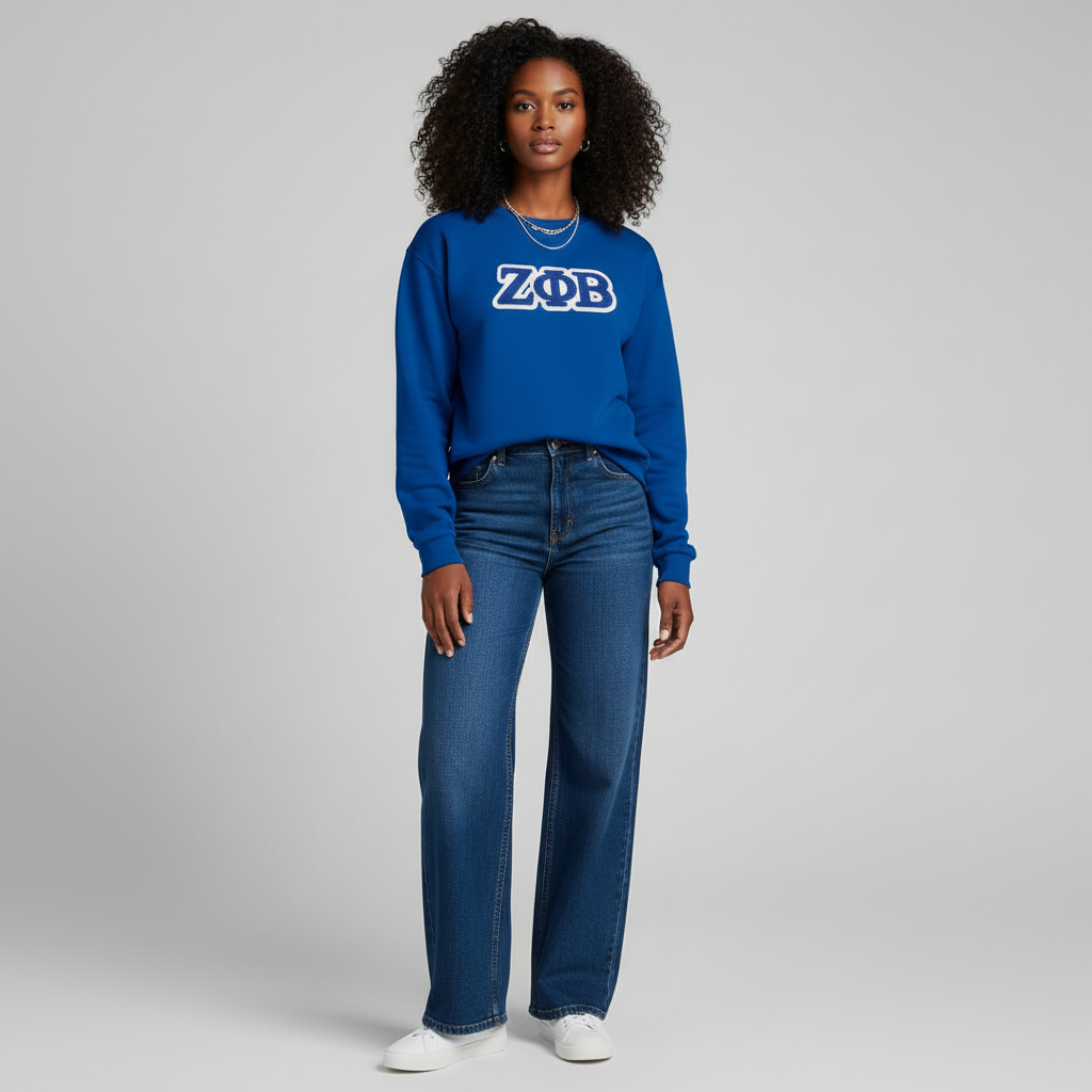 Zeta Embroidered Chenille Symbols Sweatshirt