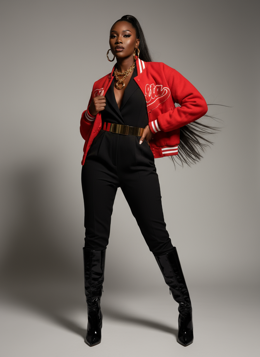 Delta Red Script Varsity Jacket