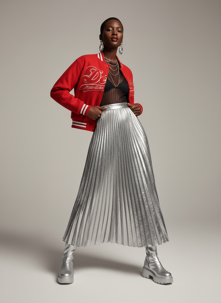 Delta Red Script Varsity Jacket