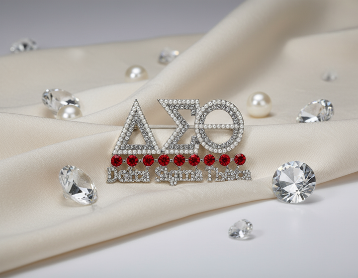Delta Sigma Theta® Rhinestone & Pearl Brooch