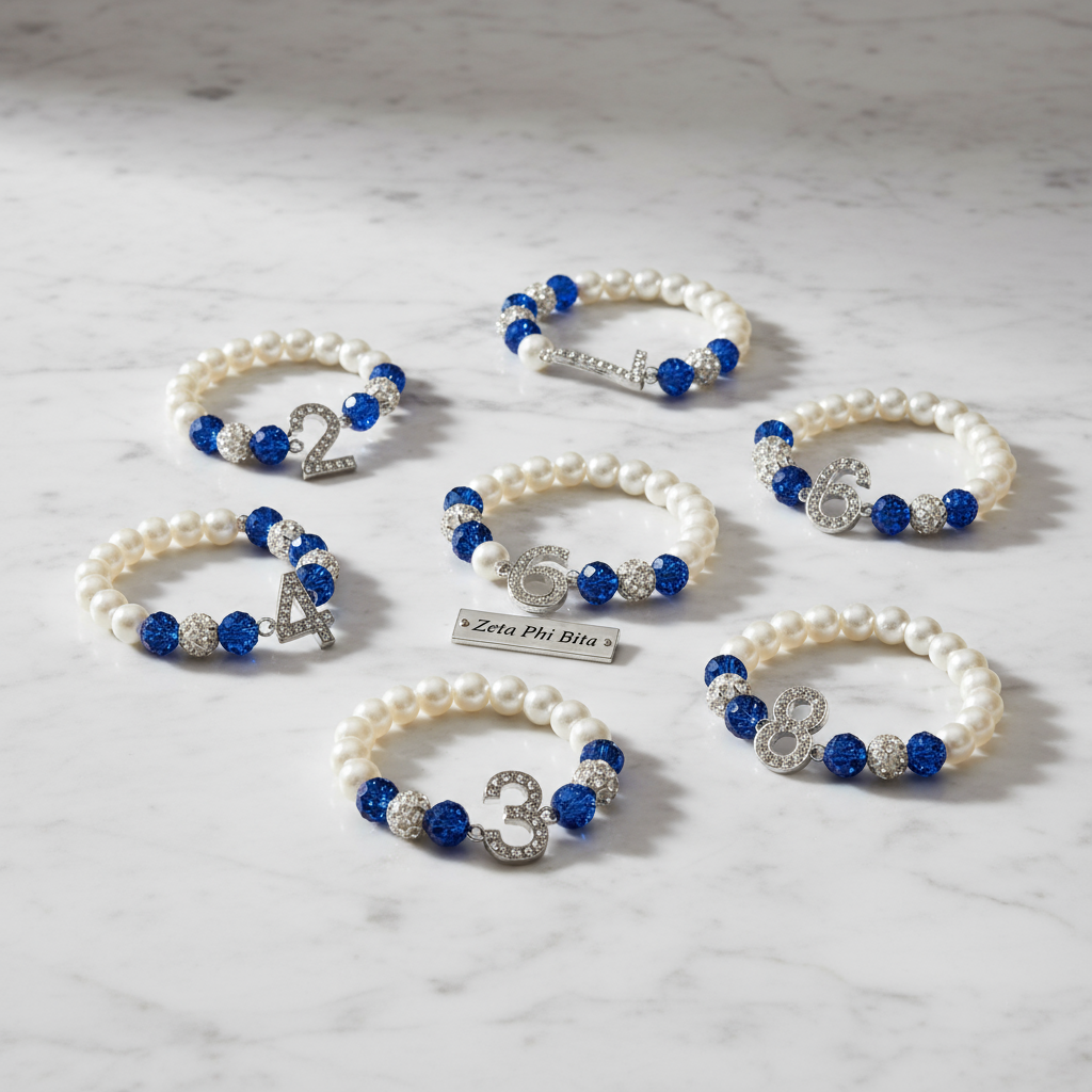 Zeta Phi Beta® Number Charm Beaded Bracelet Collection (1–10)