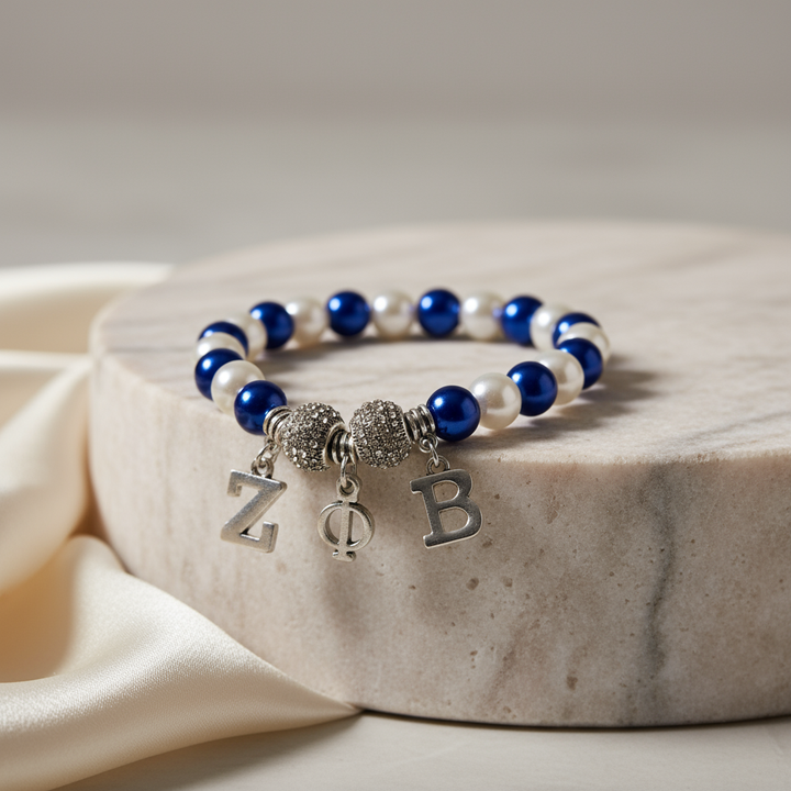 Zeta Phi Beta® Pearl & Charm Letter Bracelet