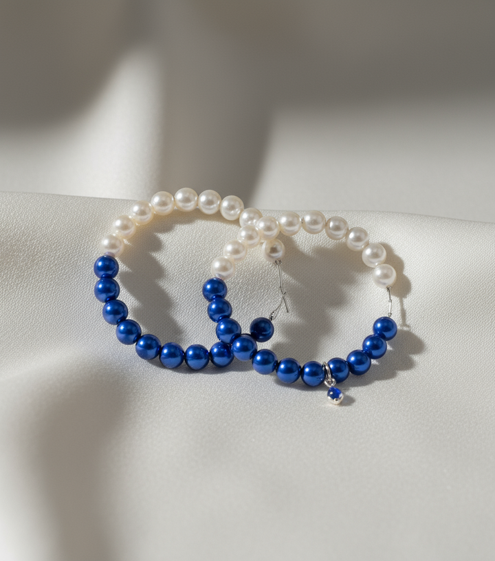 Zeta Phi Beta® Pearl & Royal Blue Hoop Earrings