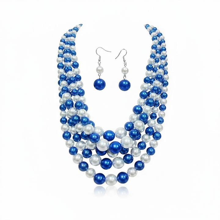 Zeta Phi Beta® Royal Blue & White Pearl Statement Set