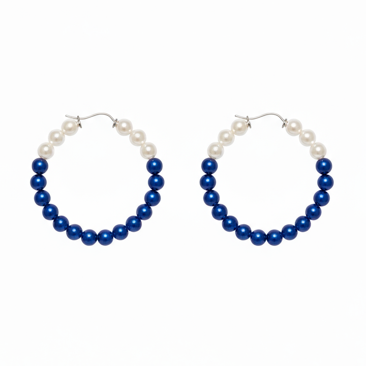 Zeta Phi Beta® Pearl & Royal Blue Hoop Earrings