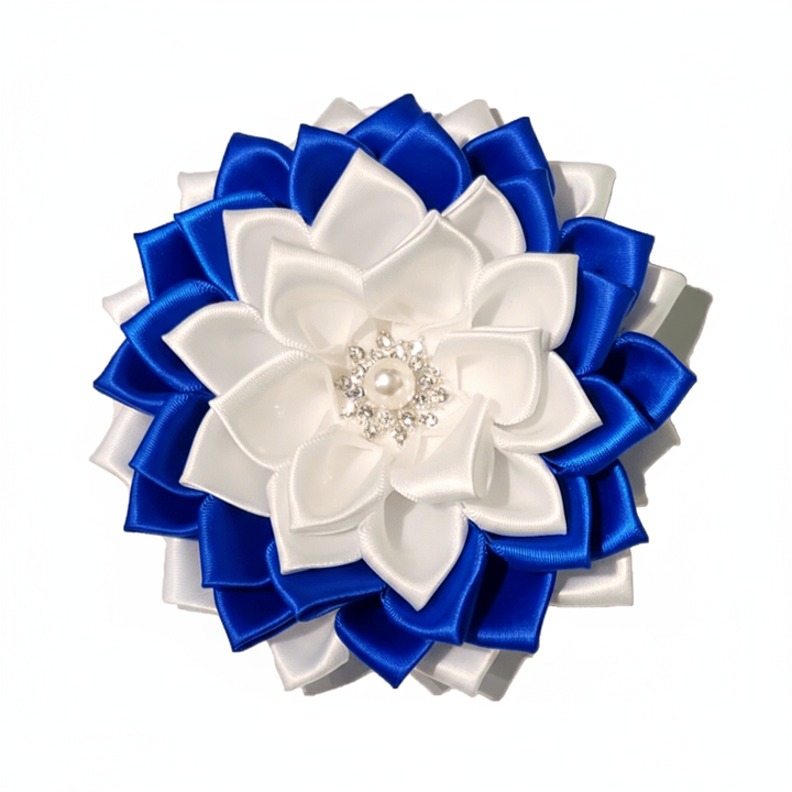 Zeta Phi Beta® Blue & White Satin Flower Pin