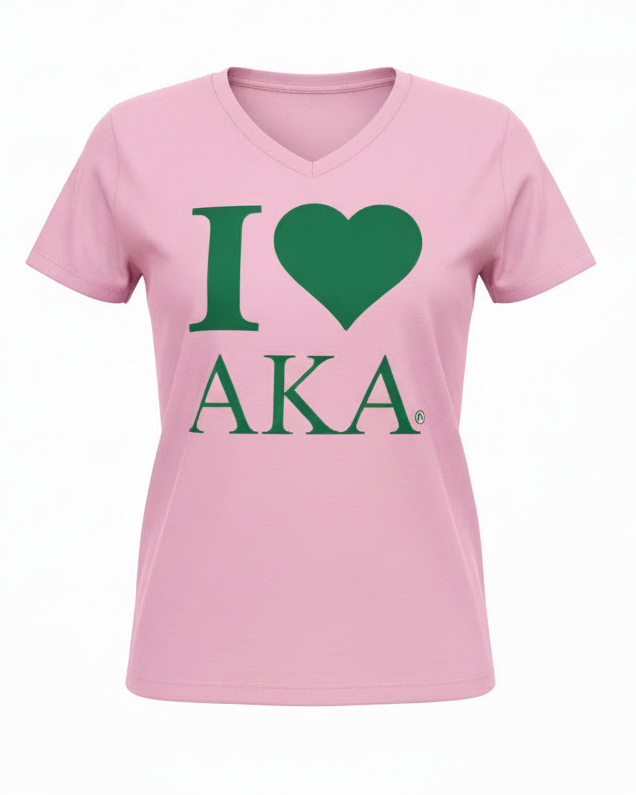 I ♥ AKA® Pink V-Neck Tee