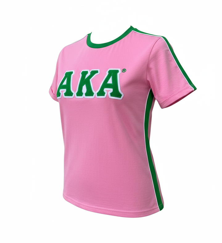 Alpha Kappa Alpha® Embroidered Pink & Green T-Shirt