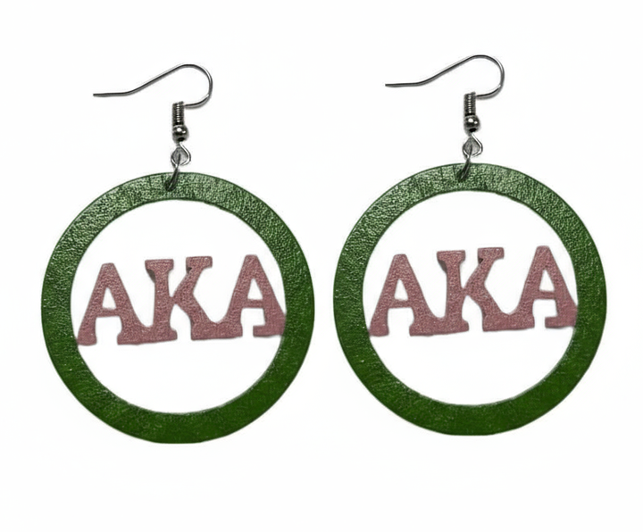 Alpha Kappa Alpha® Pink & Green Logo Earrings