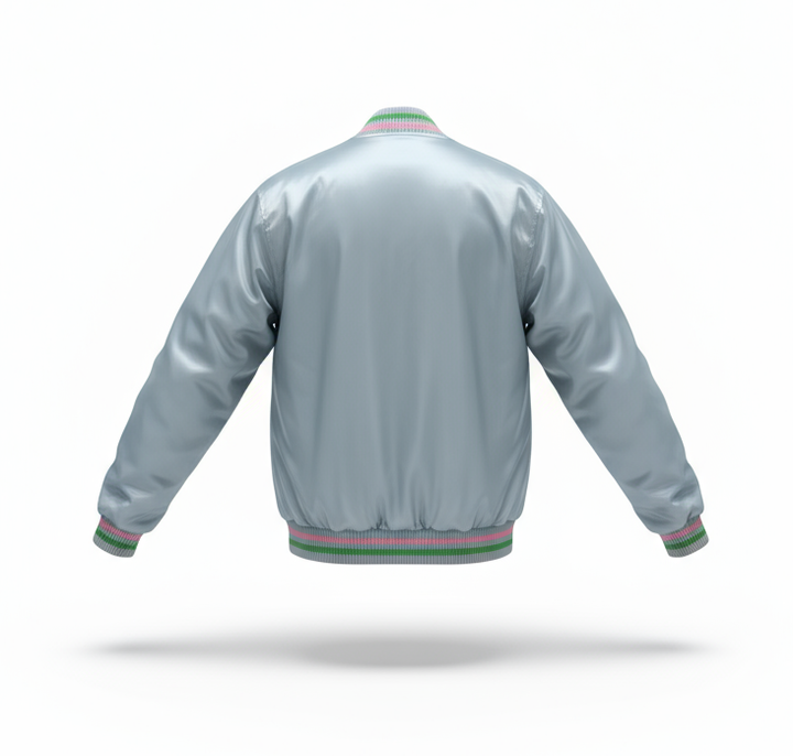 Alpha Kappa Alpha® Silver Soror Satin Bomber Jacket