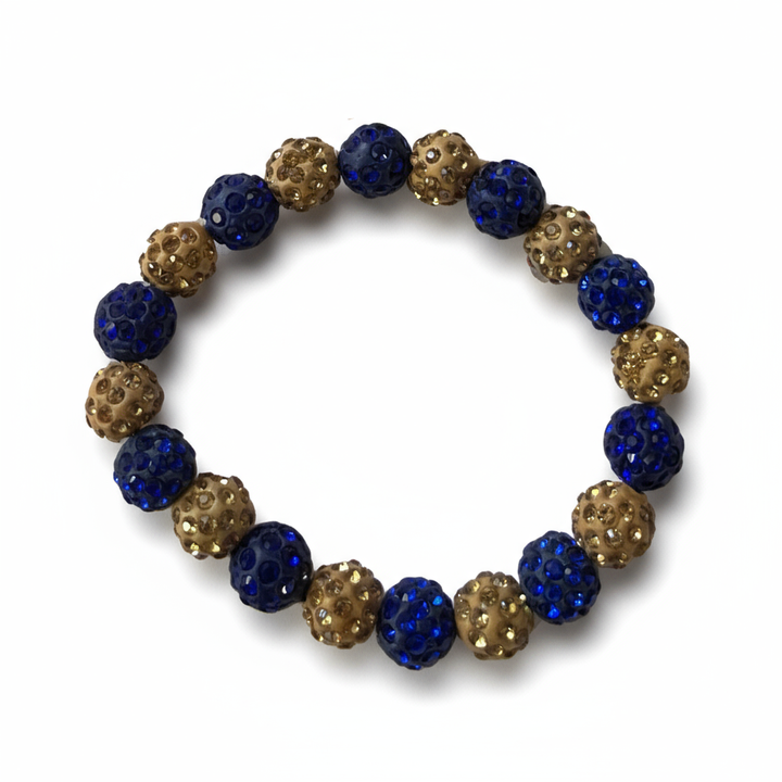 Sigma Gamma Rho® Blue &amp; Gold Rhinestone Beaded Bracelet