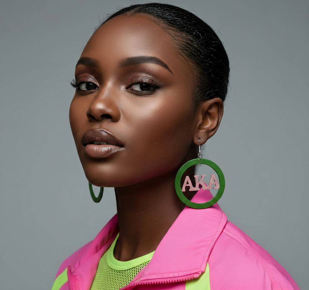 Alpha Kappa Alpha® Pink & Green Logo Earrings