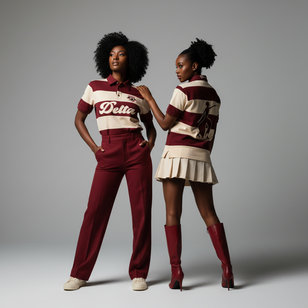 Delta Sigma Theta® Crimson & Cream Rugby Polo