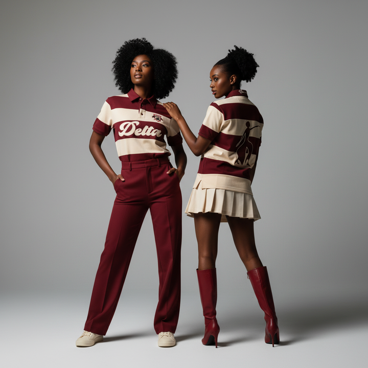 Delta Sigma Theta® Crimson & Cream Rugby Polo
