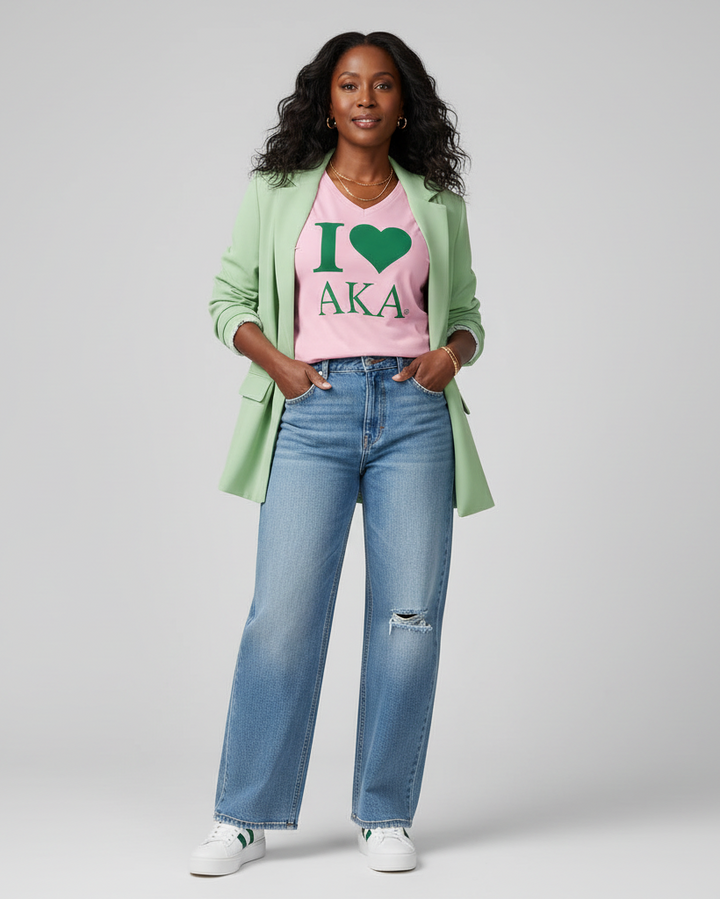 I ♥ AKA® Pink V-Neck Tee