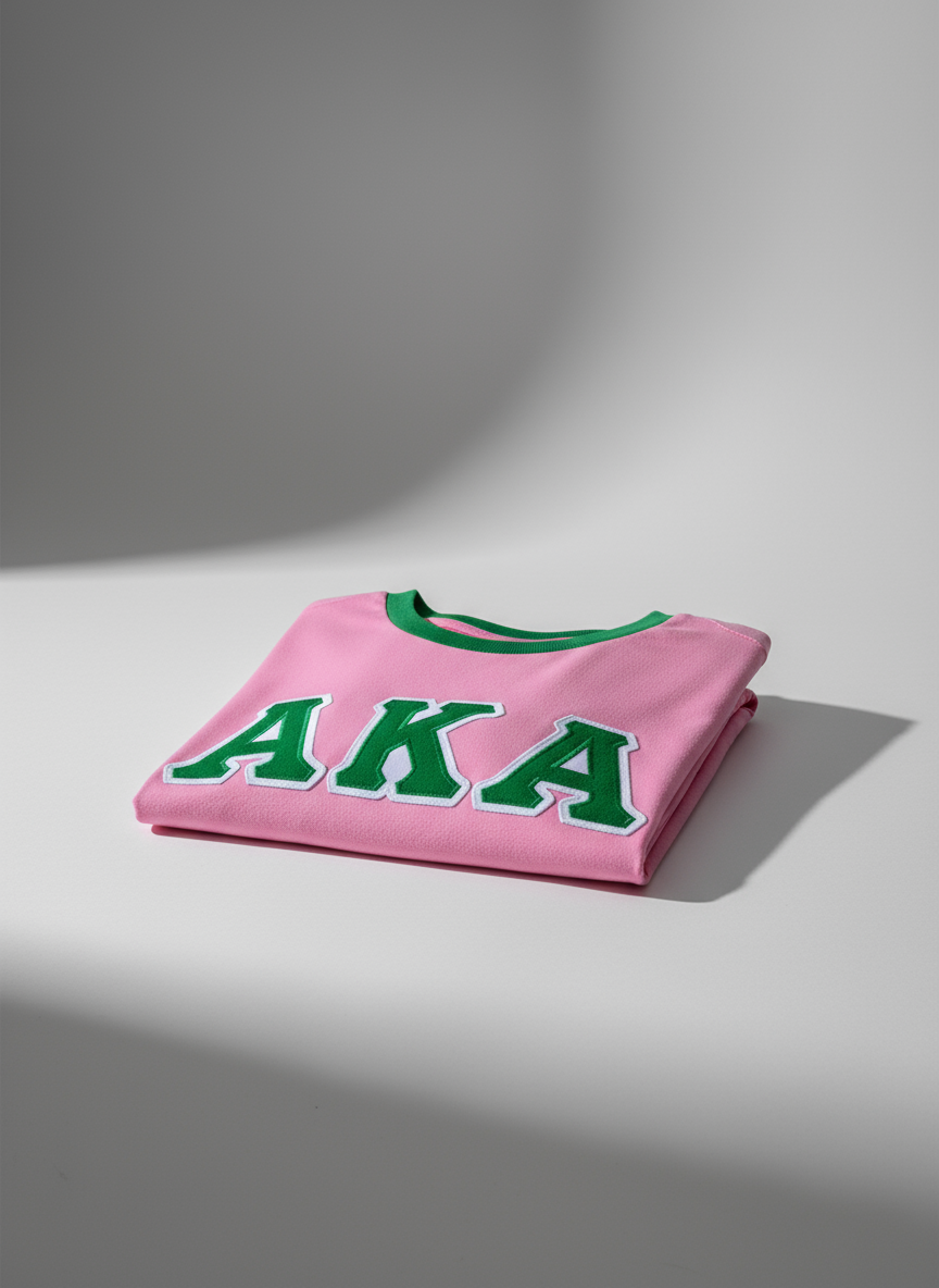 Alpha Kappa Alpha® Embroidered Pink & Green T-Shirt