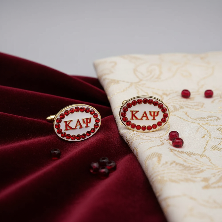 Kappa Alpha Psi Cufflinks Red Austrian Crystal