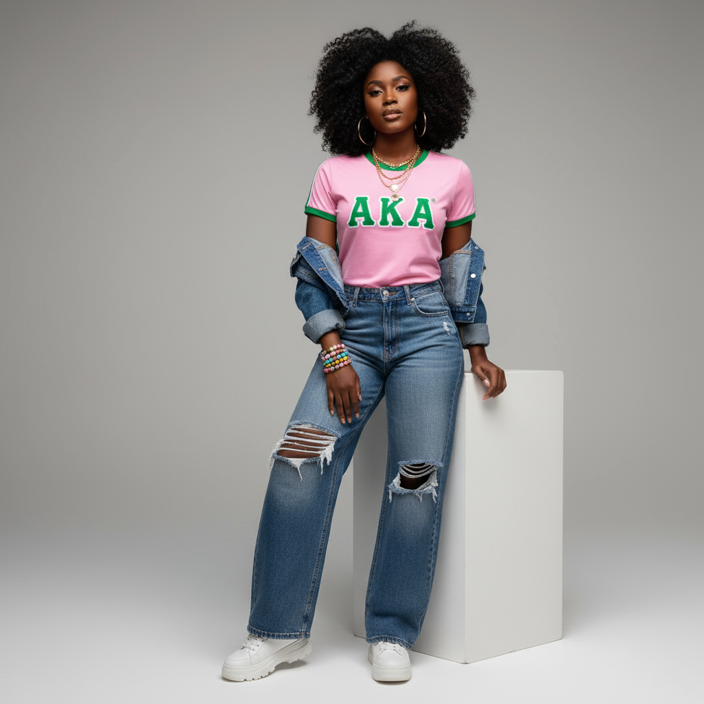Alpha Kappa Alpha® AKA Embroidered Pink T-Shirt