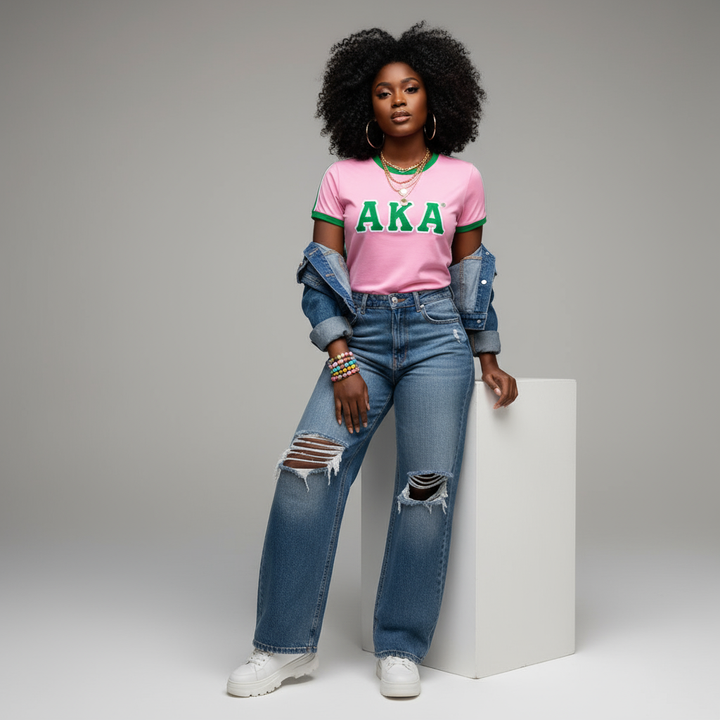 Alpha Kappa Alpha® AKA Embroidered Pink T-Shirt
