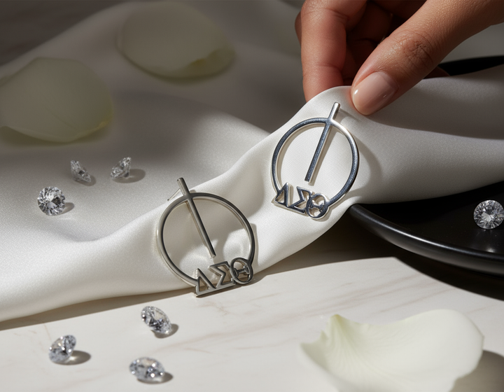 Delta Sigma Theta® Round Hoop Earrings with Greek Letters