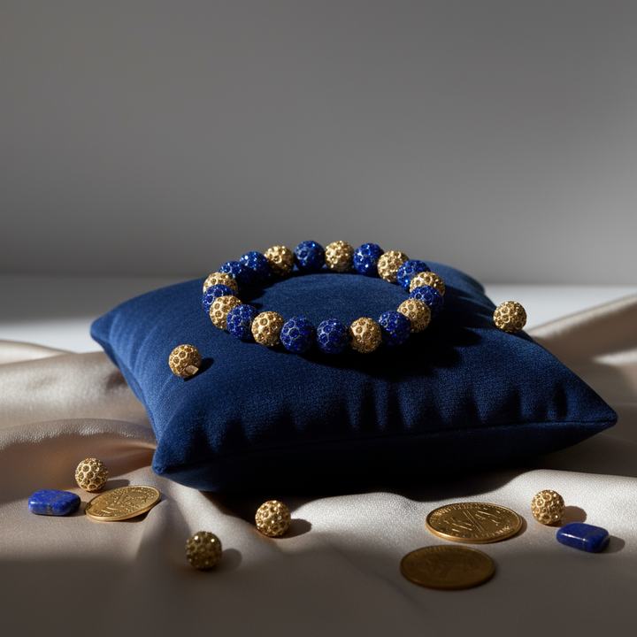 Sigma Gamma Rho® Blue &amp; Gold Rhinestone Beaded Bracelet