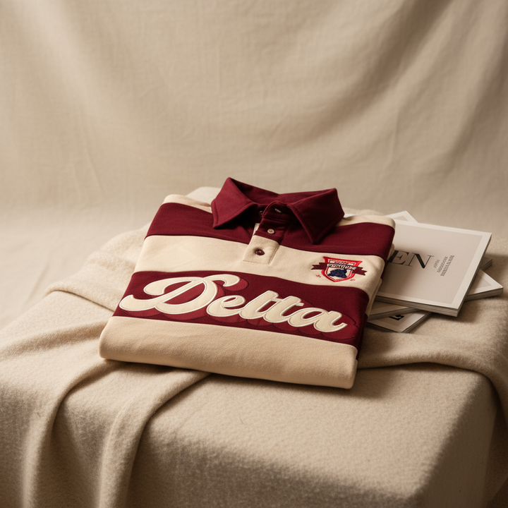Delta Sigma Theta® Crimson & Cream Rugby Polo