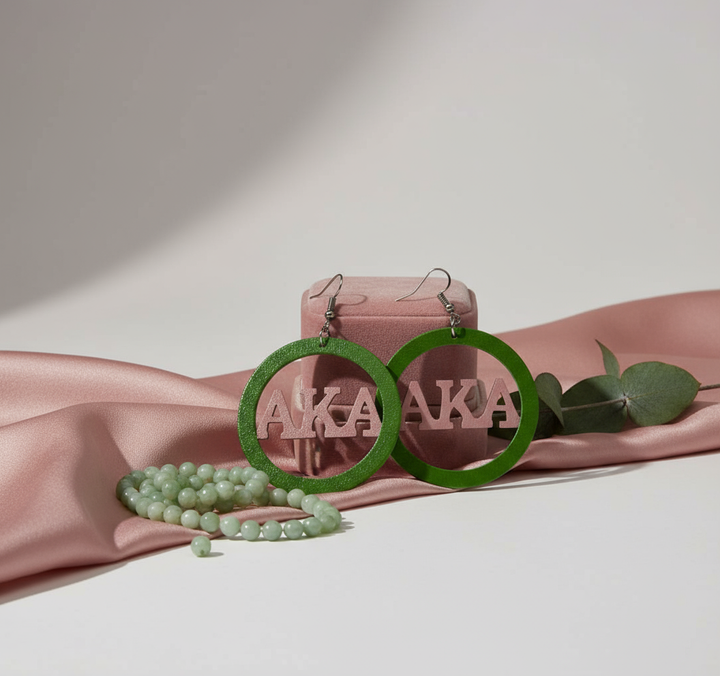 Alpha Kappa Alpha® Pink & Green Logo Earrings