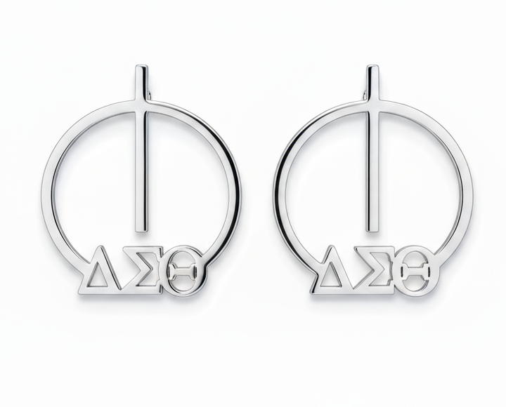 Delta Sigma Theta® Round Hoop Earrings with Greek Letters