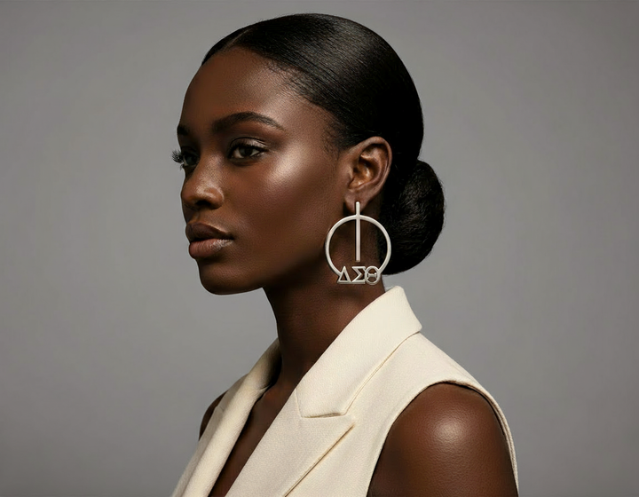 Delta Sigma Theta® Round Hoop Earrings with Greek Letters