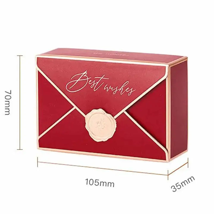 Sorority-inspired candy box in red with "Best Wishes" design, perfect for sharing sweet treats with sisters.