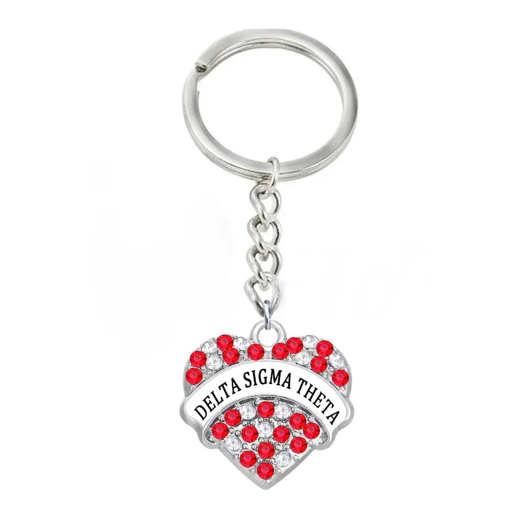 Delta Sigma Theta heart-shaped keychain, perfect sorority paraphernalia and Greek gear for proud members.