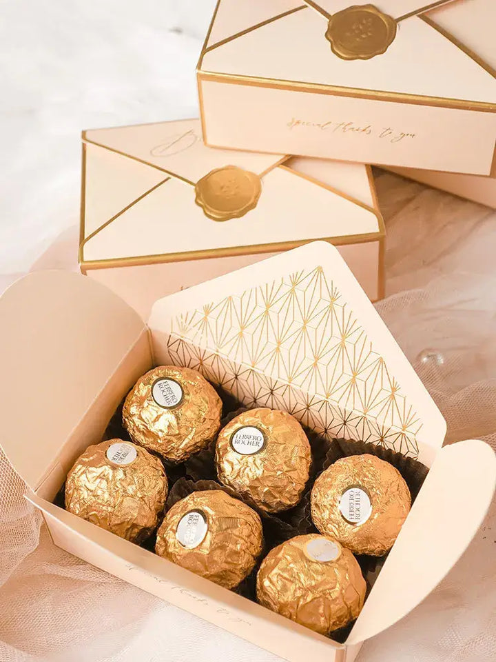 Sorority-inspired candy box with golden treats, perfect for sharing sweet moments with sisters and friends.