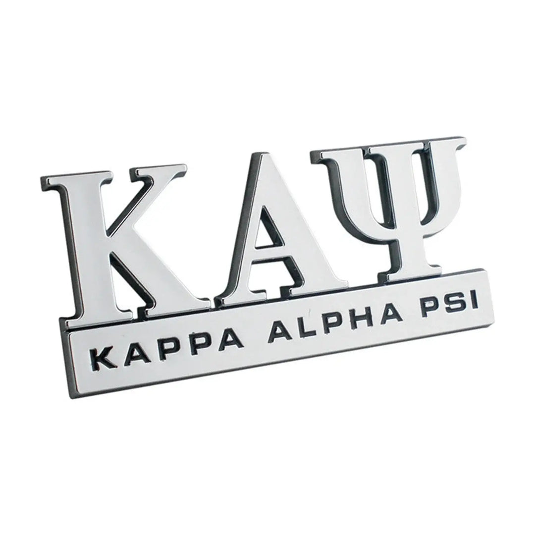 Kappa Alpha Psi car decal featuring bold letters, perfect for showing fraternity pride with stylish Greek gear.