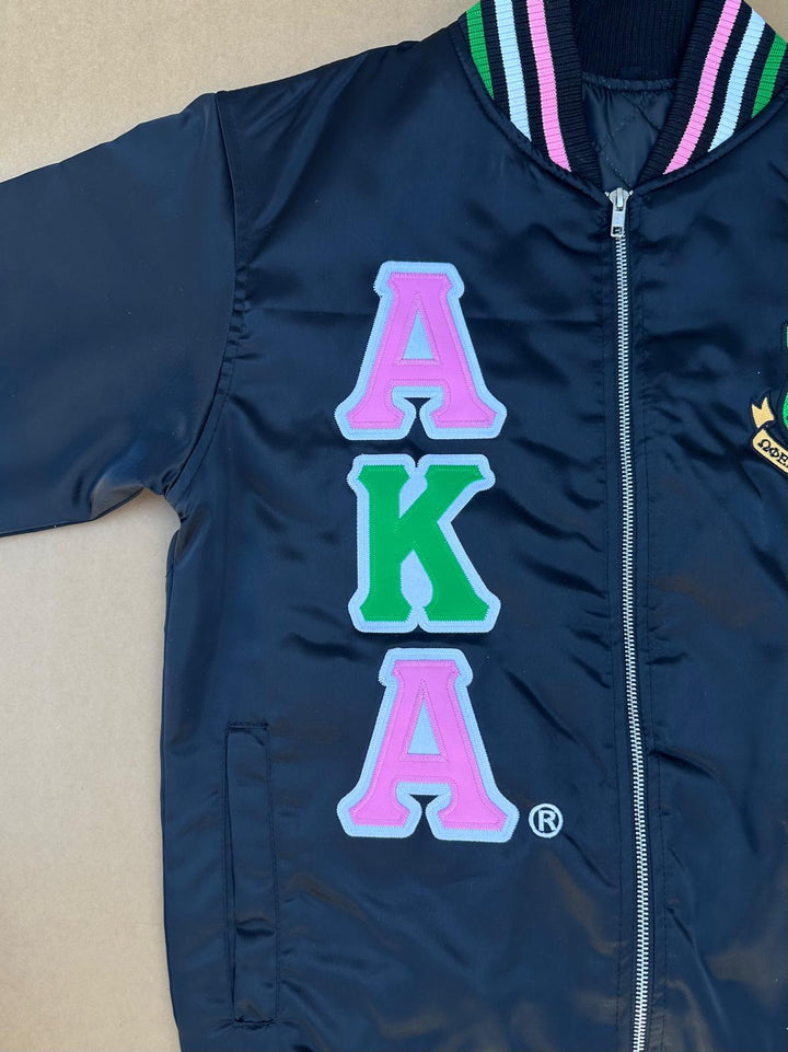 Alpha Kappa Alpha® Satin Baseball Jacket – Fall 2025 Exclusive