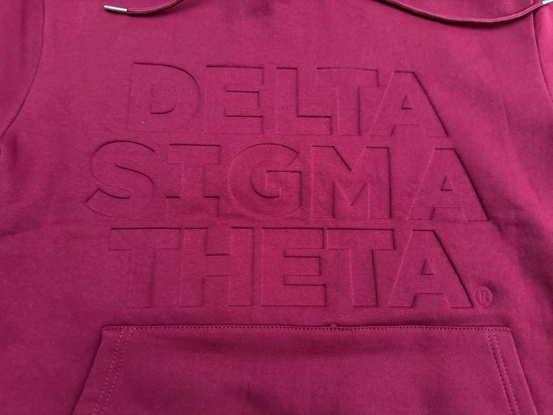 Delta Sigma Theta® Debossed Hoodie – Crimson Monochrome
