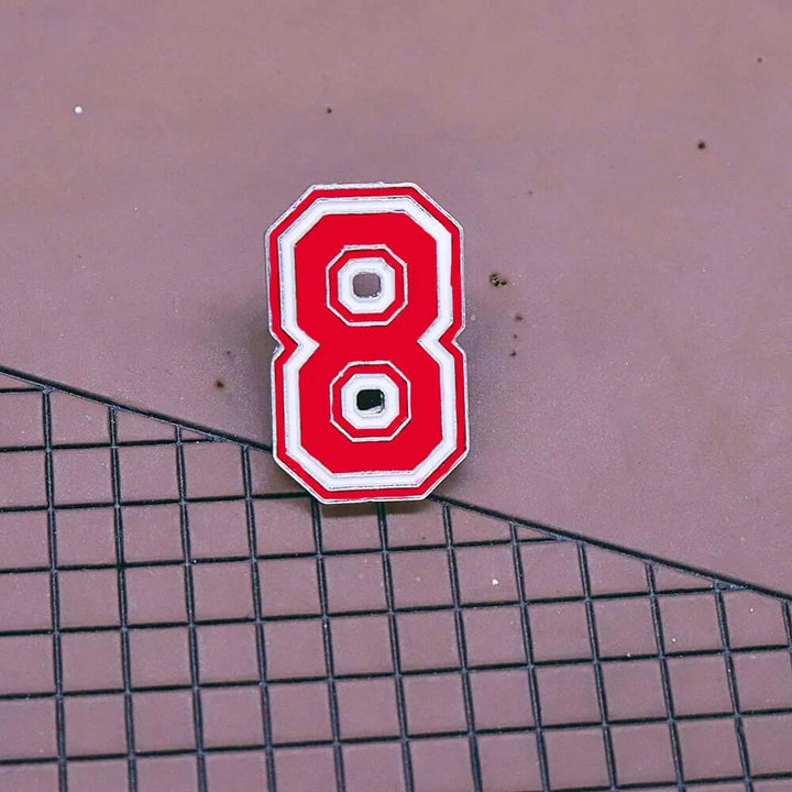 Delta Sigma Theta Number 8 Lapel Pin for sorority and fraternity paraphernalia, stylish Greek gear accessory.