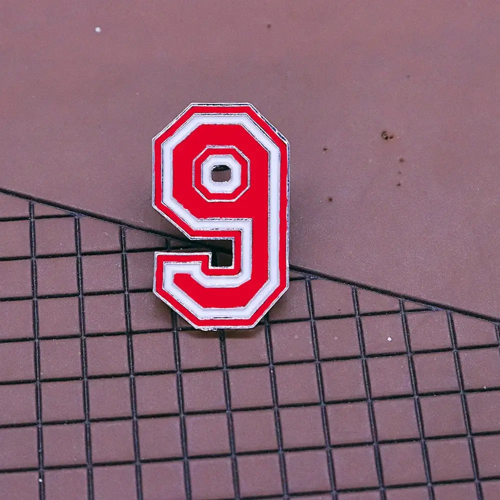 Delta Sigma Theta number lapel pin, red with white outline, perfect for sorority paraphernalia and Greek gear.