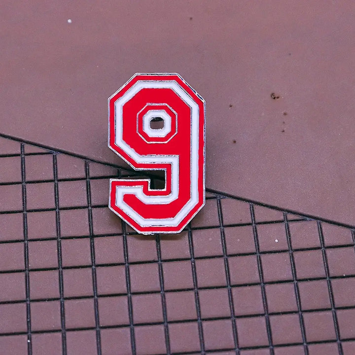 Delta Sigma Theta number lapel pin, red with white outline, perfect for sorority paraphernalia and Greek gear.
