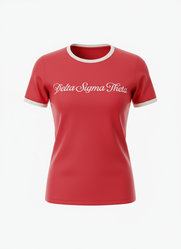Script & Sweet Ringer Tee | Delta Sigma Theta® T-Shirt - Greek product from A&W Greek Shop