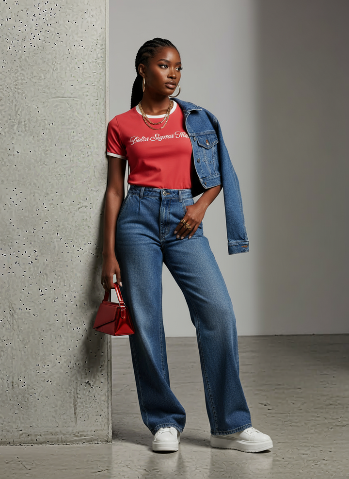 Script & Sweet Ringer Tee | Delta Sigma Theta® T-Shirt - Greek product from A&W Greek Shop