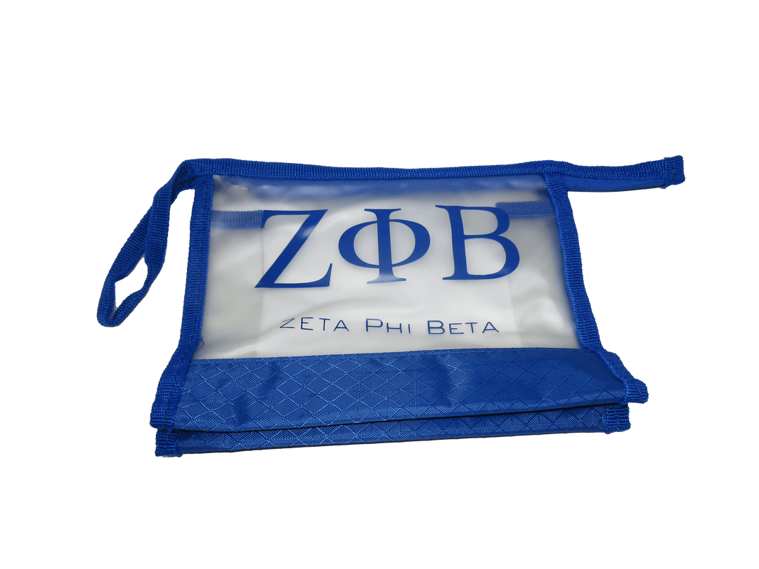 Zeta Frosted Cosmetic Bag featuring Zeta Phi Beta design, perfect for sorority paraphernalia and Greek gear enthusiasts.