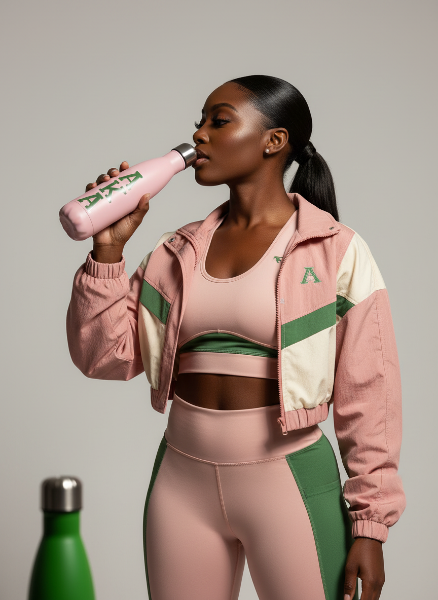 AKA leak free insulated reusable stainless steel water bottle in green and pink