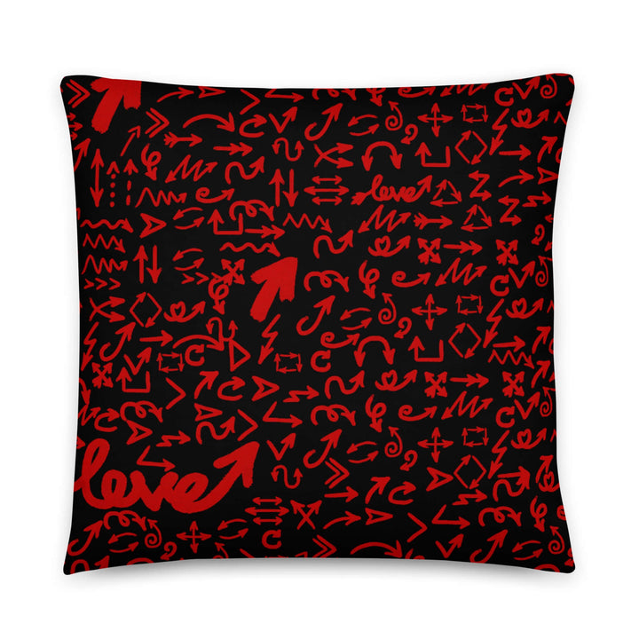Delta Sigma Theta graffiti pillow with vibrant red designs on a black background, perfect Greek sorority decor.