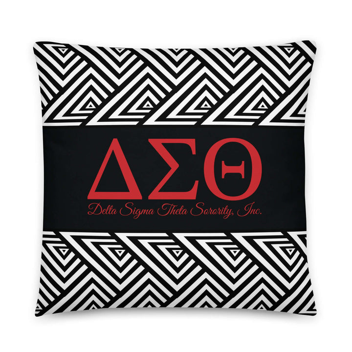 Delta Ankara Pillow featuring Delta Sigma Theta Sorority letters, a stylish design for Greek gear and sorority paraphernalia.