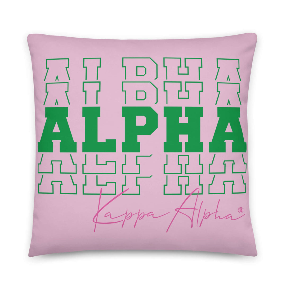 Emerald Echo Throw Pillow featuring Alpha Kappa Alpha design, perfect sorority paraphernalia and Greek gear for stylish decor.
