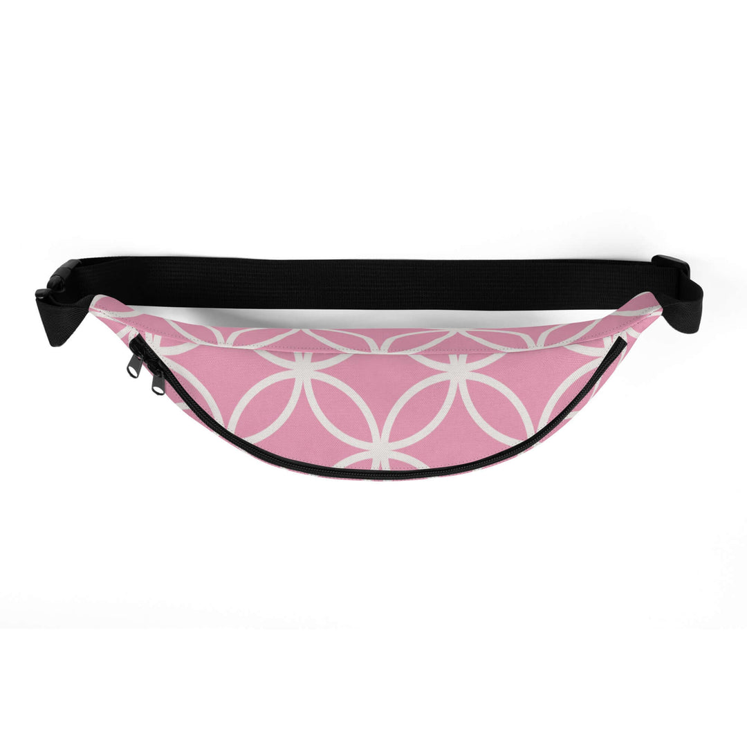 AKA Crest Fanny Pack in pink, stylish waist bag perfect for sorority and fraternity events, festivals, and hands-free adventures.