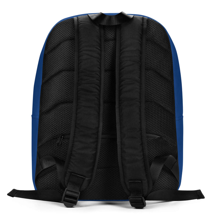 SGRho Crest Minimalist Backpack showing black padded straps and blue fabric, perfect for sorority and fraternity gear.