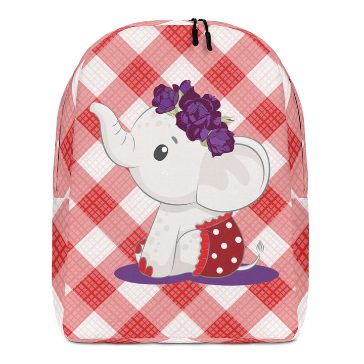 Cute minimalist backpack featuring a baby elephant with flowers, perfect for sorority and fraternity gear for kids.