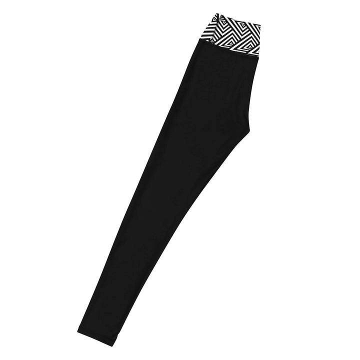 Delta Fit Yoga Leggings in black with stylish patterned waistband, ideal for sorority and fraternity greek gear.
